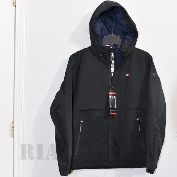 BLACK NWT Tommy Hilfiger Men’s Performance Hooded Jacket - Picture 2 of 10